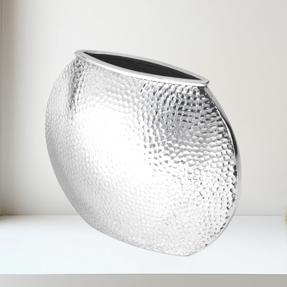 Hammered large round vase