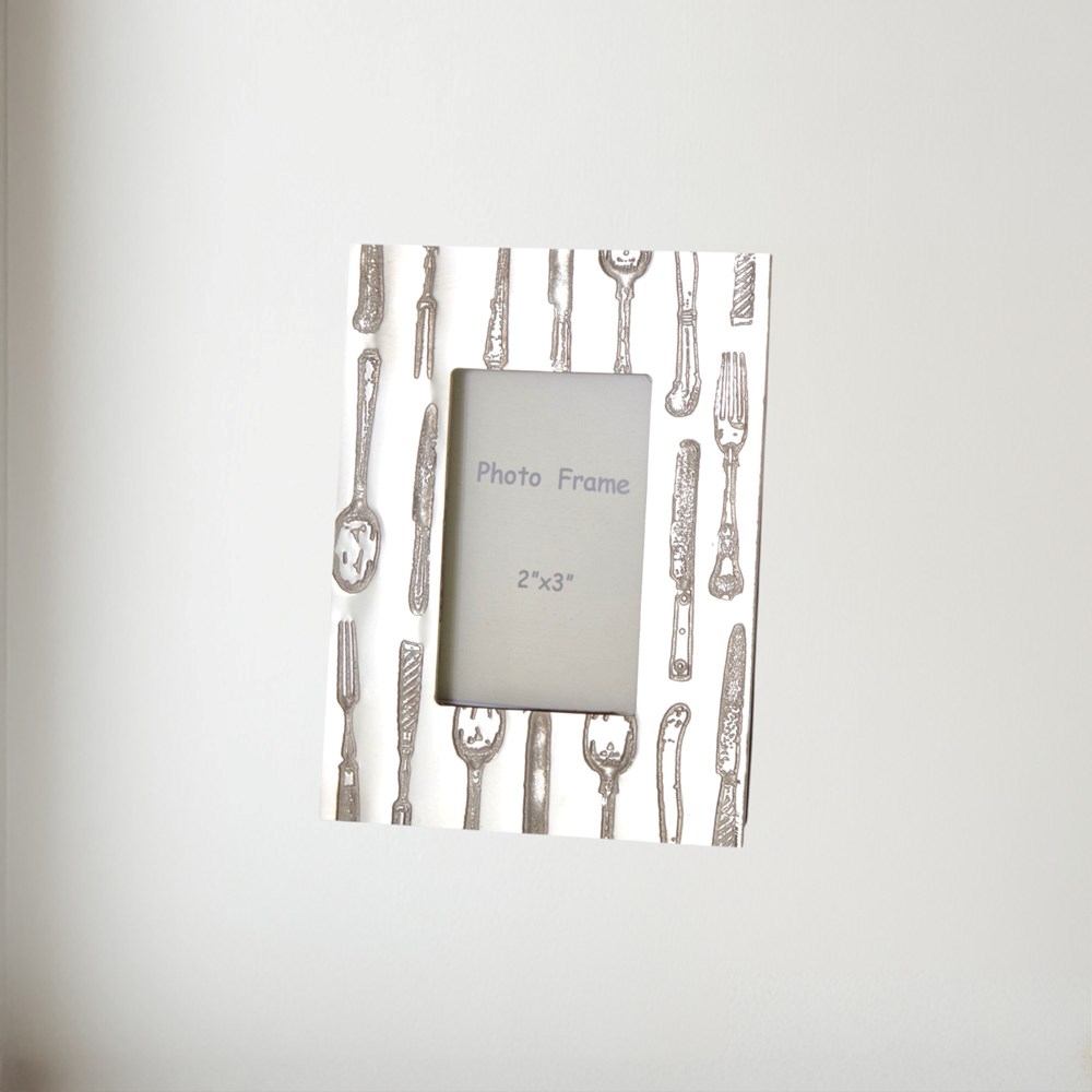 Knife Fork Spoon Pewter 2"X3" Mini Picture Frame