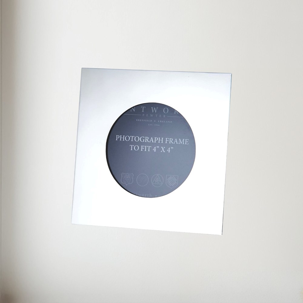 Small Plain Square 4"X4" Pewter Picture Frame