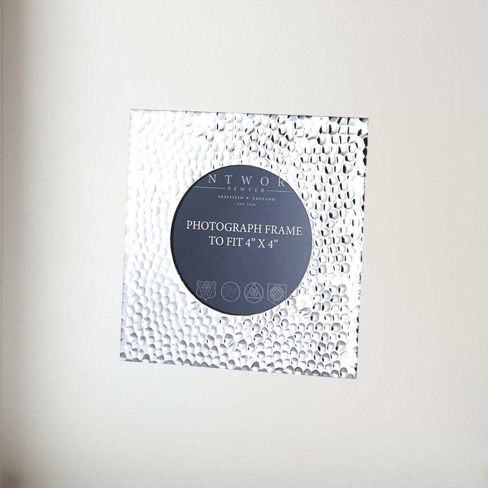 Small Hammered 4"X4" Pewter Picture Frame