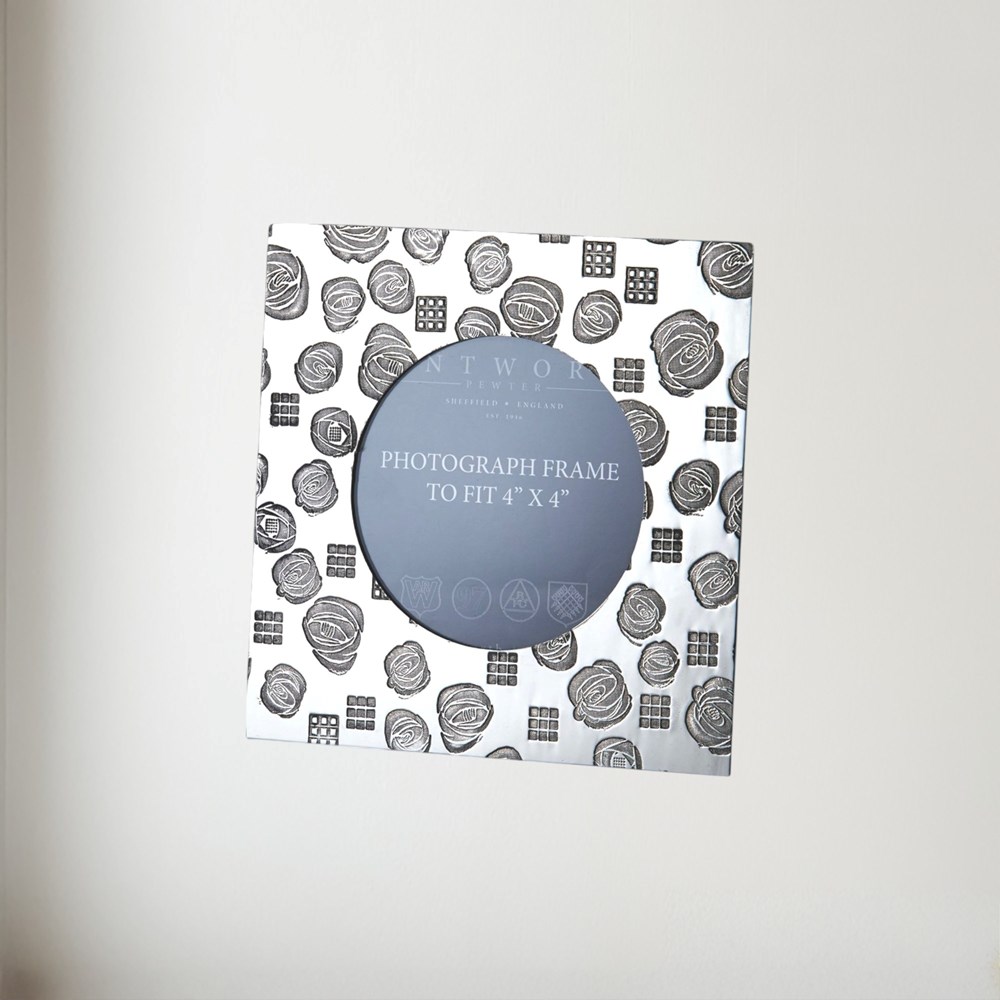 Small Square Charles Rennie Mackintosh 4"X4" Pewter Picture Frame