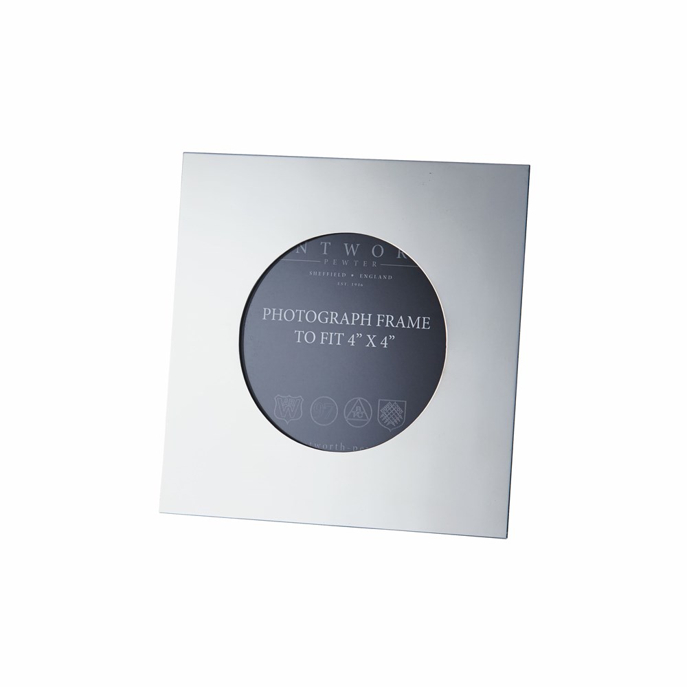 Small Plain Square 4"X4" Pewter Picture Frame