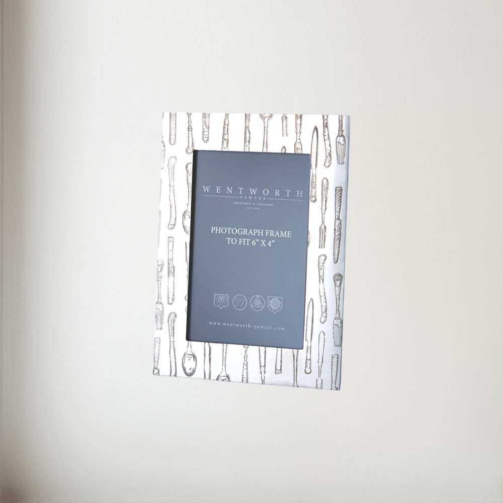 Medium Pewter Knife Fork Spoon 6"X4" Picture Frame