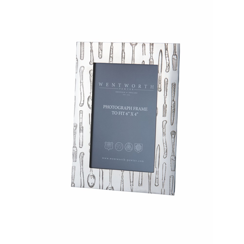 Medium Pewter Knife Fork Spoon 6"X4" Picture Frame