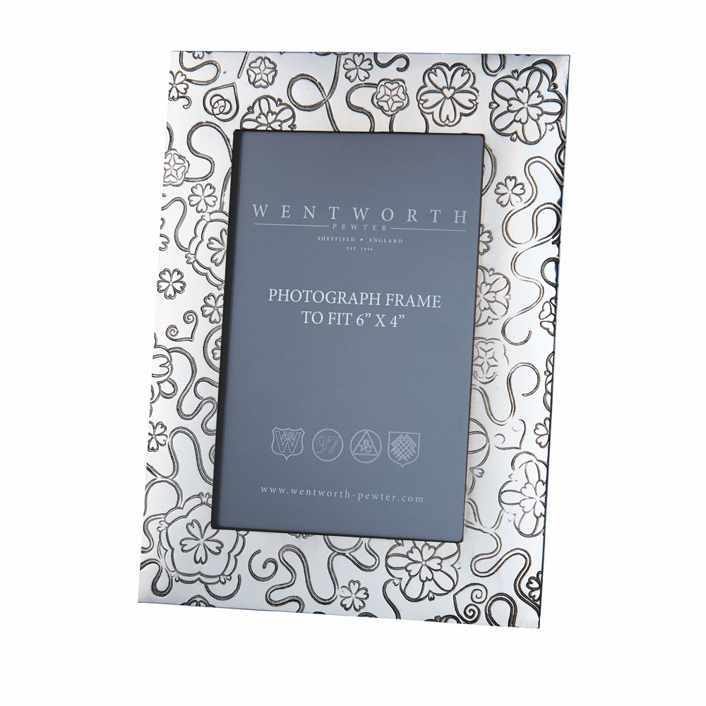 Medium Yorkshire Rose Pewter 6"X4" Picture Frame
