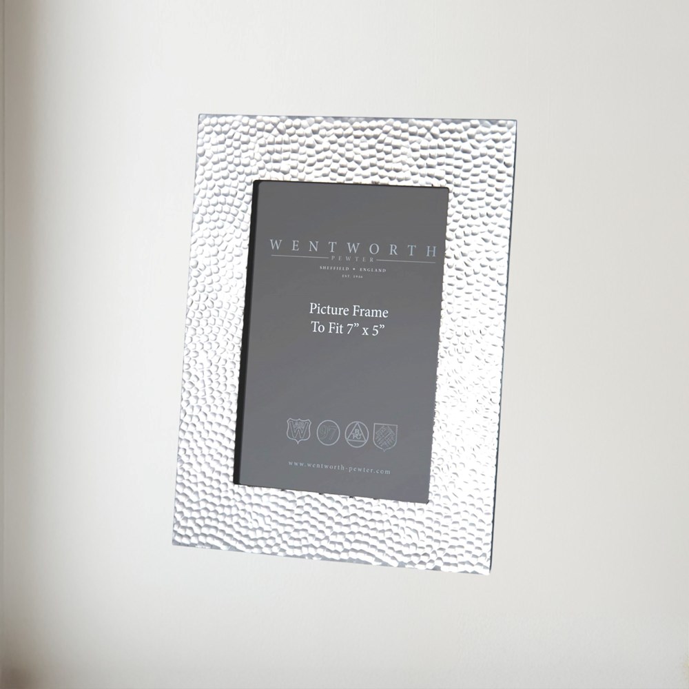 Large Hammered Pewter 7"X5" Picture Frame