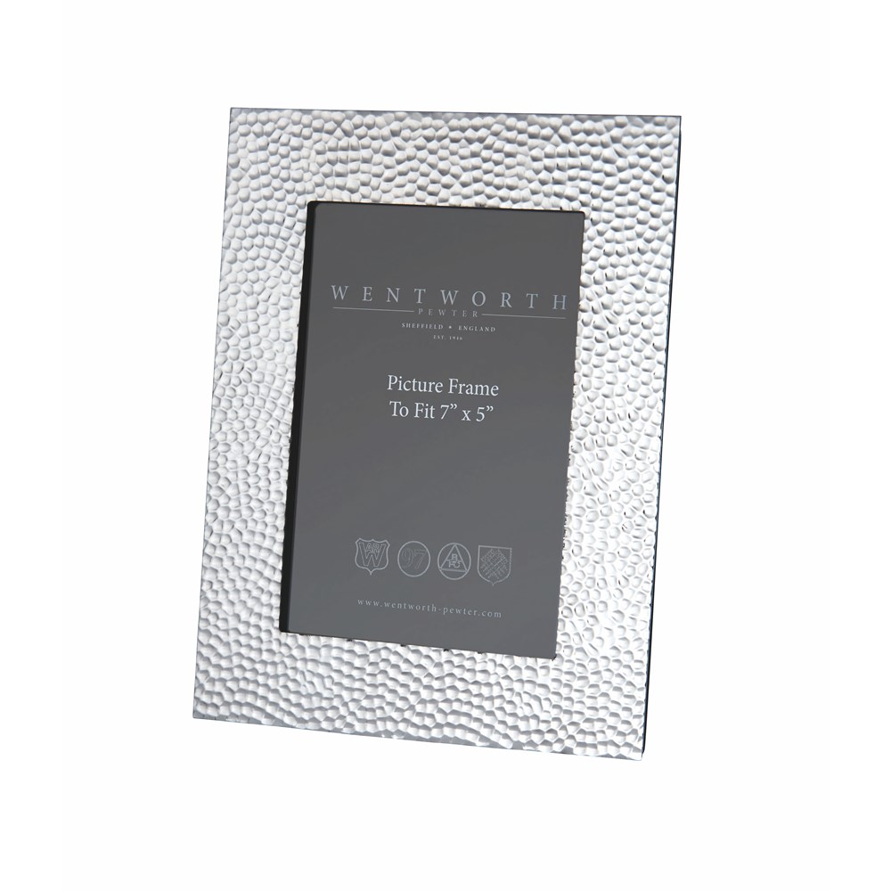 Large Hammered Pewter 7"X5" Picture Frame