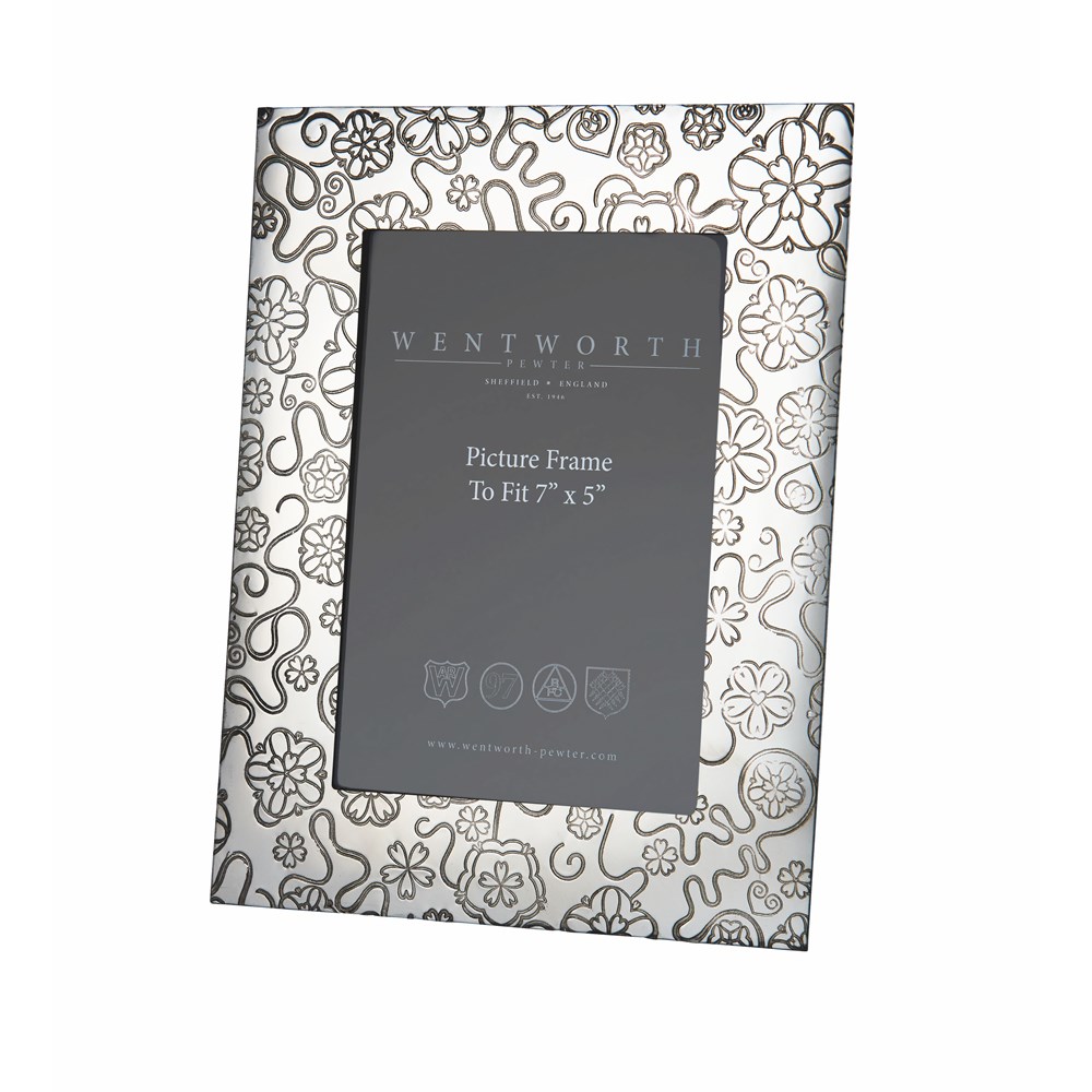 Large Yorkshire Rose 7"X5" Pewter Picture Frame