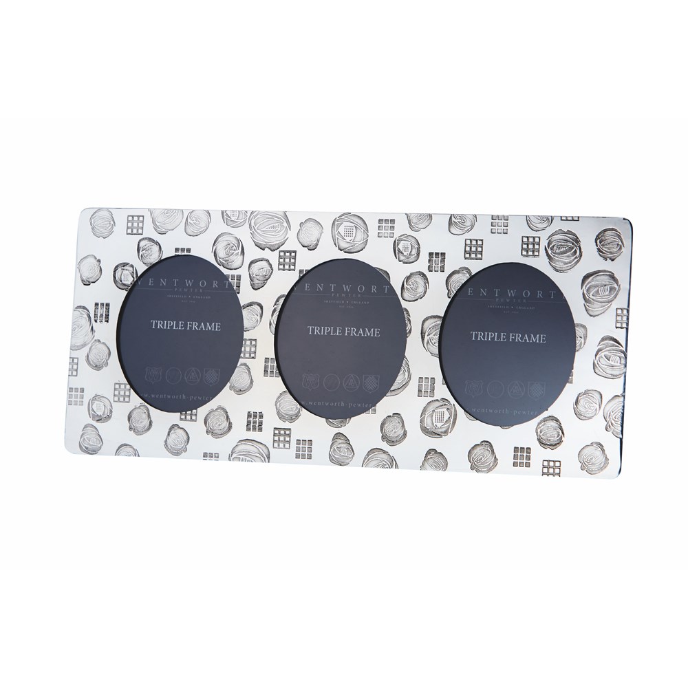 Triple Charles Rennie Mackintosh Pewter Picture Frame