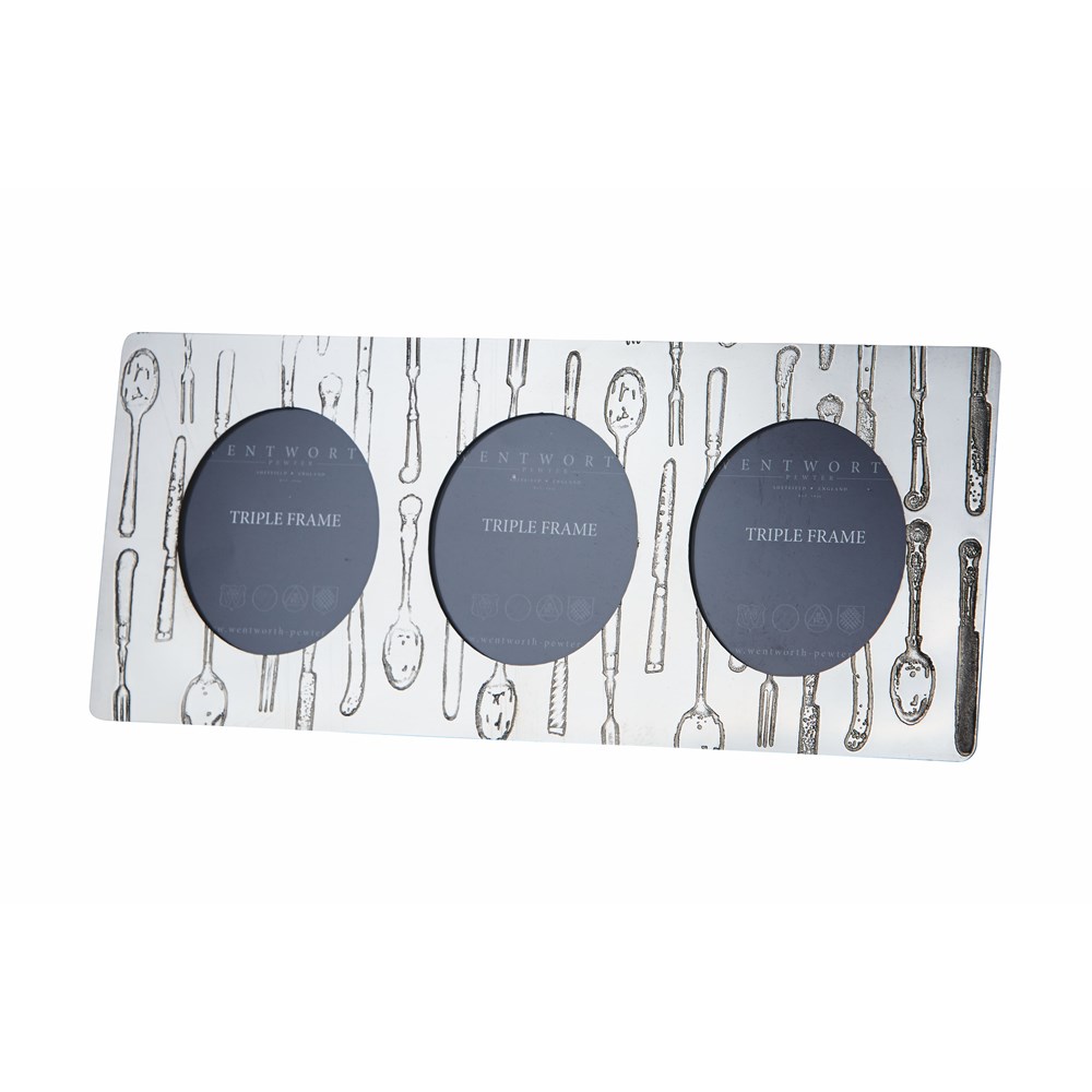 Triple Knife Fork Spoon Pewter Frame