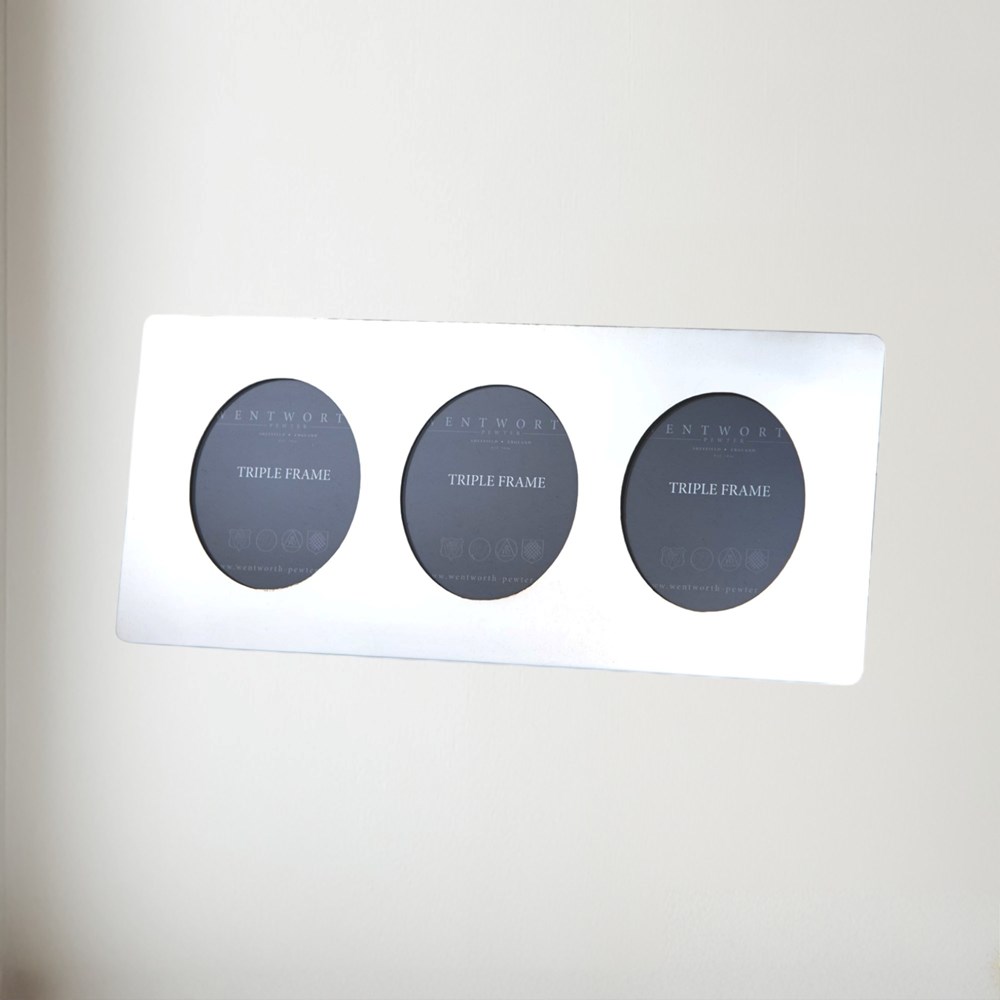 Plain Pewter Triple Frame
