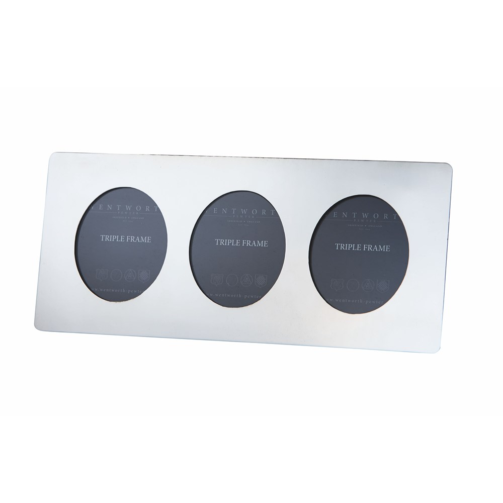 Plain Pewter Triple Frame