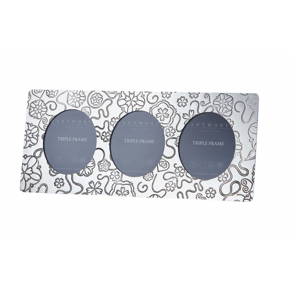 Triple Yorkshire Rose Pewter Frame