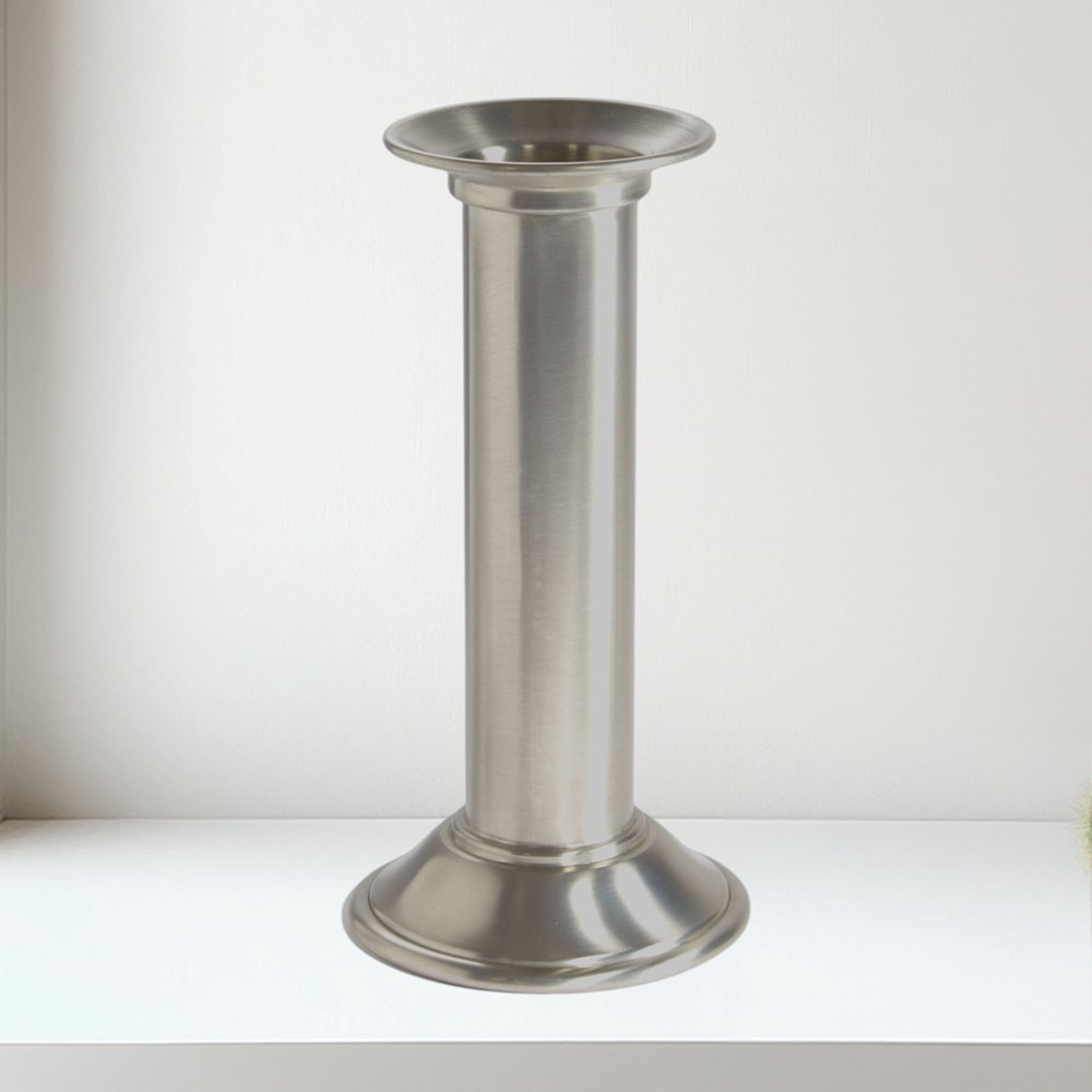 Large Pillar Antique Finish Pewter Candle Holder Large Pillar Antique Finish Pewter Candle Holder