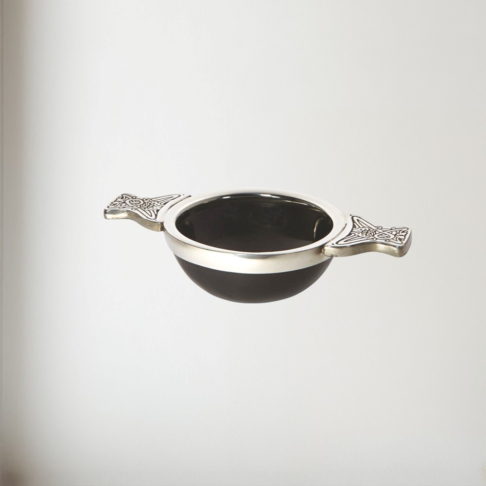 80mm Horn And Pewter Quaich