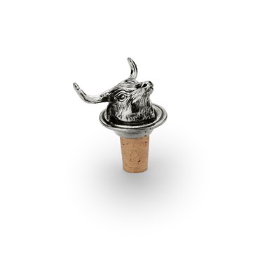 Wine cork with longhorn cow pewter head