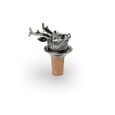 Wine cork with roe-deer pewter head