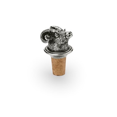 Wine cork with pewter ram's head