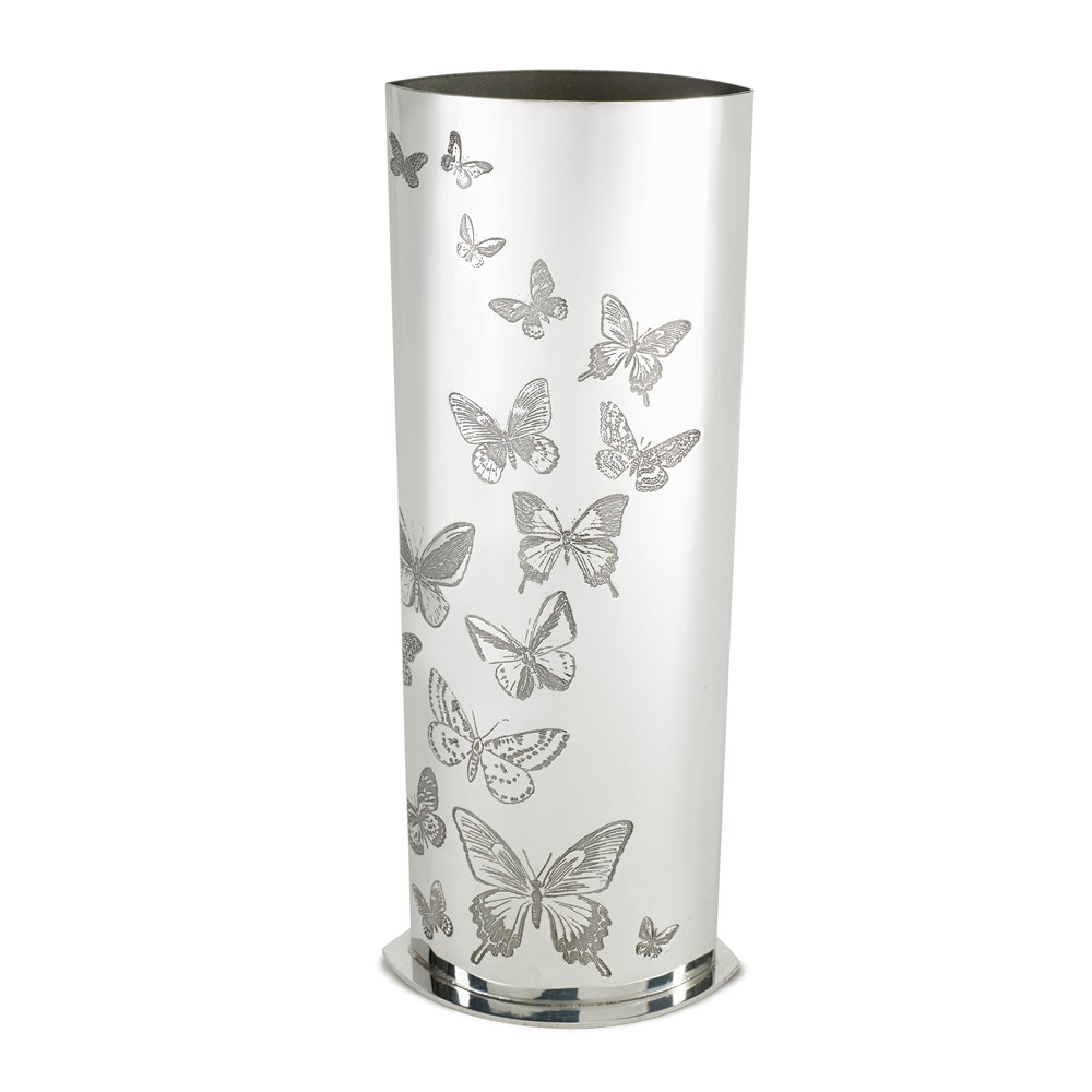 Butterfly Pattern Pewter Vase