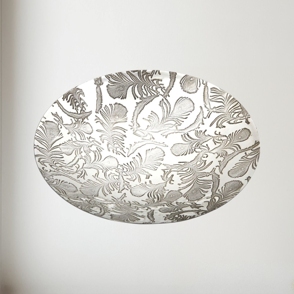 Peacock Feathers Pewter  Bowl Peacock Feathers Pewter Bowl