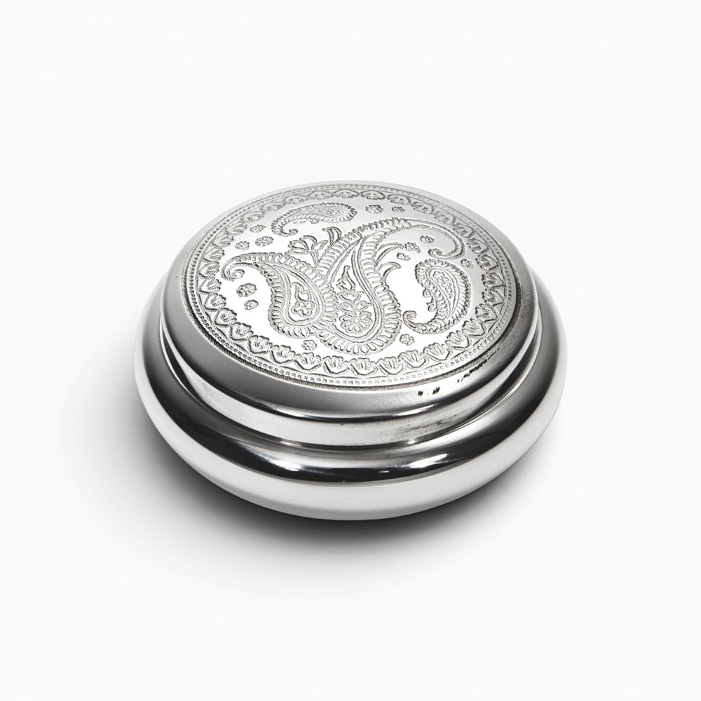 Paisley Round Pewter Trinket Box Paisley Round Pewter Trinket Box