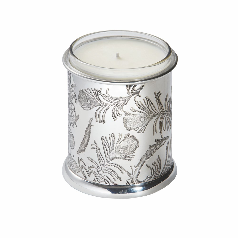 Peacock Patterned Pewter Candle Votive