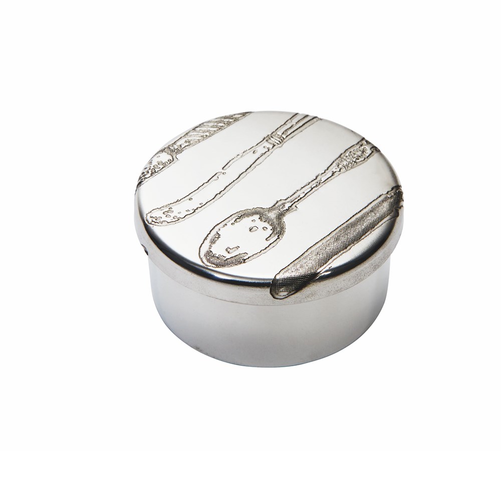Small Knife Fork Spoon Pewter Trinket Box