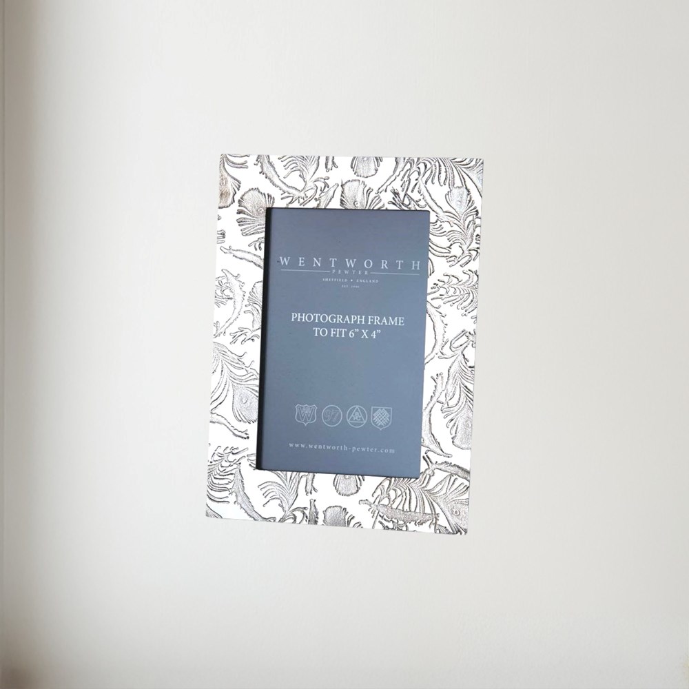 Peacock 6" X 4" Pewter Picture Frame
