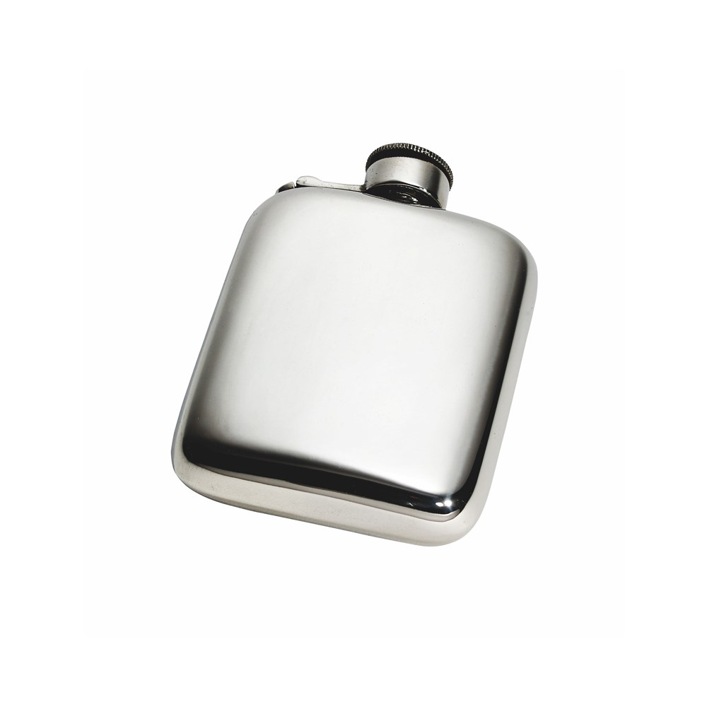 4oz Plain Pewter Pocket Flask With Captive Top