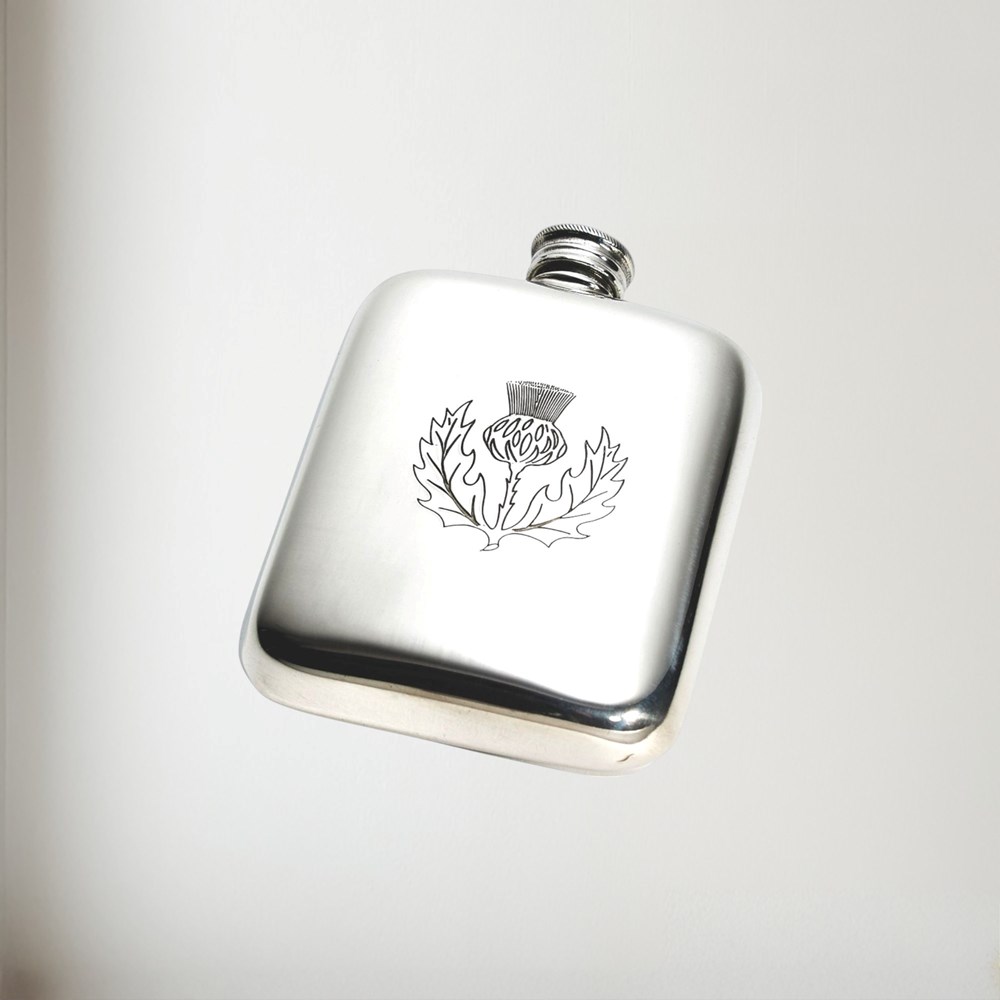 4oz Thistle Stamp Pewter Pocket Flask