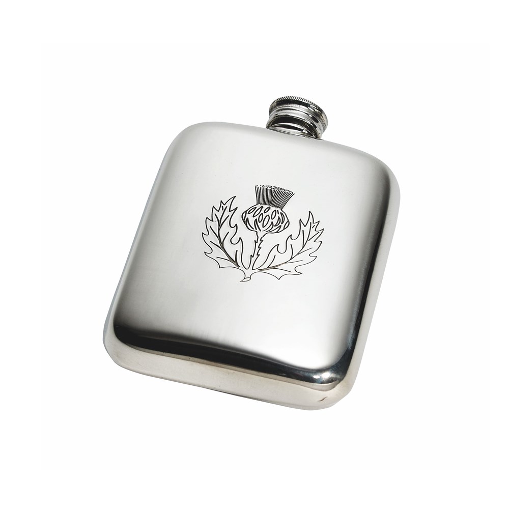 4oz Thistle Stamp Pewter Pocket Flask
