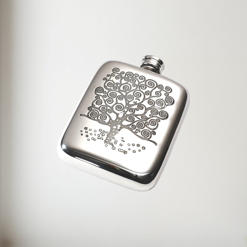 4oz Tree Of Life Tree Pewter Pocket Flask 4oz Tree of Life Tree Pewter Pocket Flask