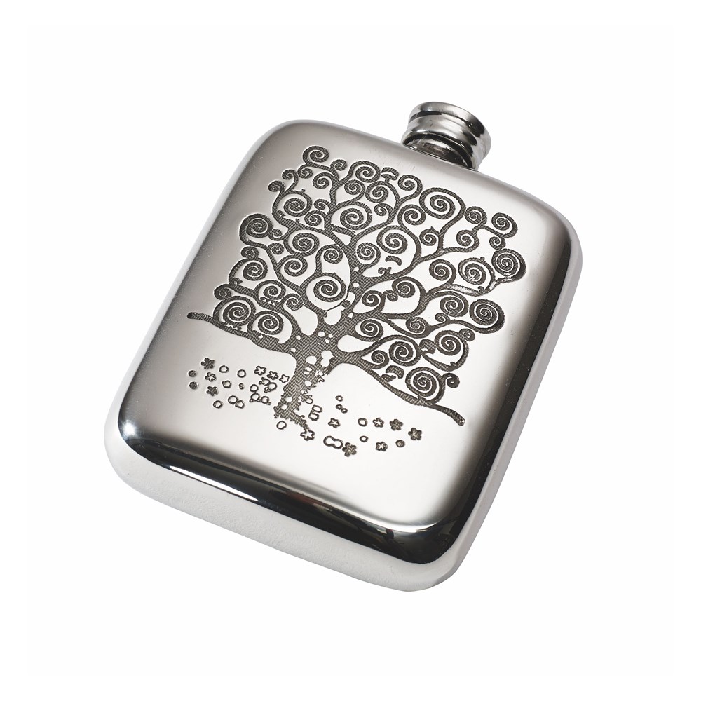 4oz Tree Of Life Tree Pewter Pocket Flask