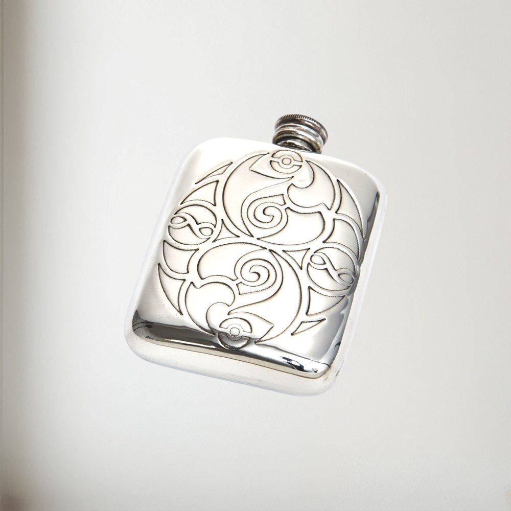 Celtic Spirals 4oz Pewter Pocket Flask