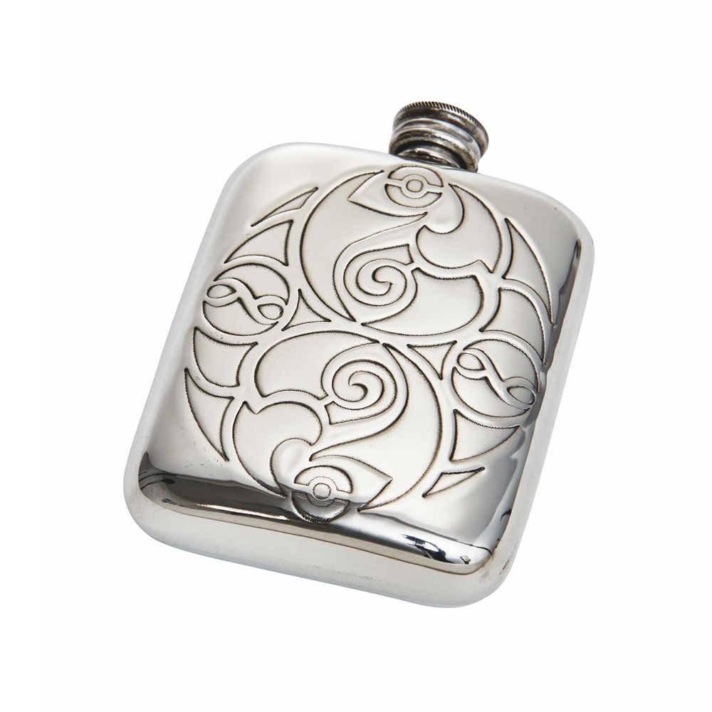 Celtic Spirals 4oz Pewter Pocket Flask