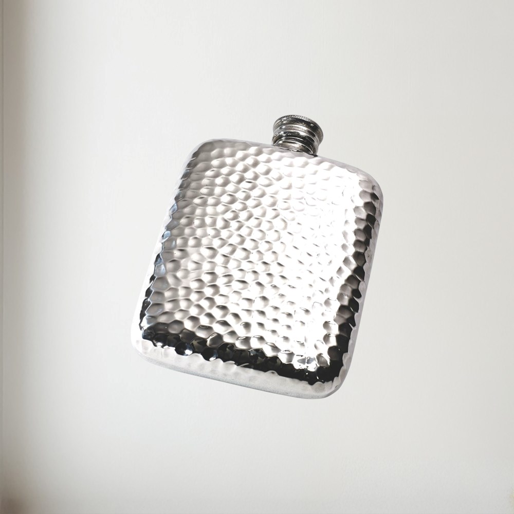 4oz Hammered Pewter Pocket Flask 4oz Hammered Pewter Pocket Flask