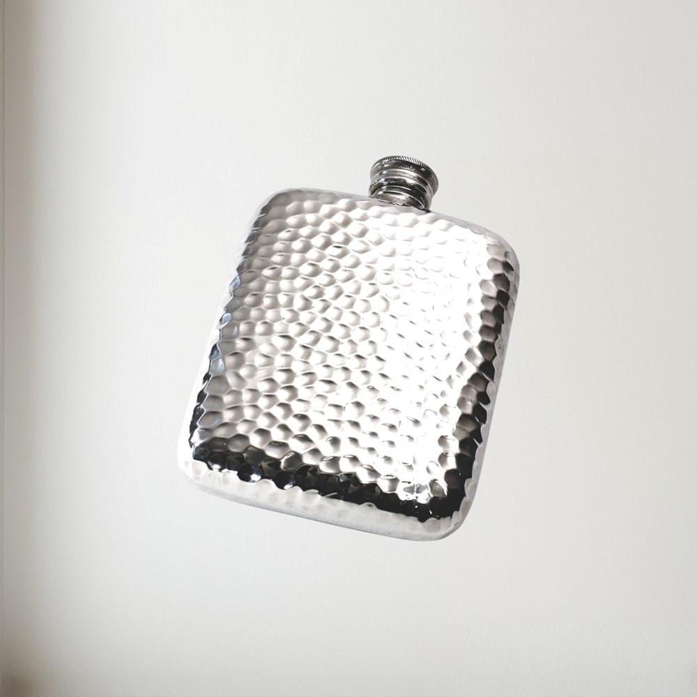 4oz Hammered Pewter Pocket Flask 4oz Hammered Pewter Pocket Flask