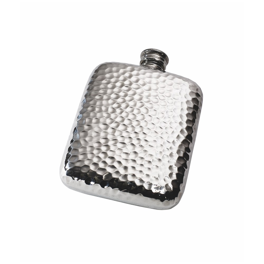 4oz Hammered Pewter Pocket Flask
