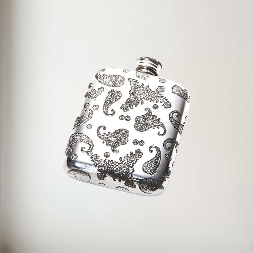 4oz Paisley Pewter Pocket Flask 4oz paisley pewter pocket flask