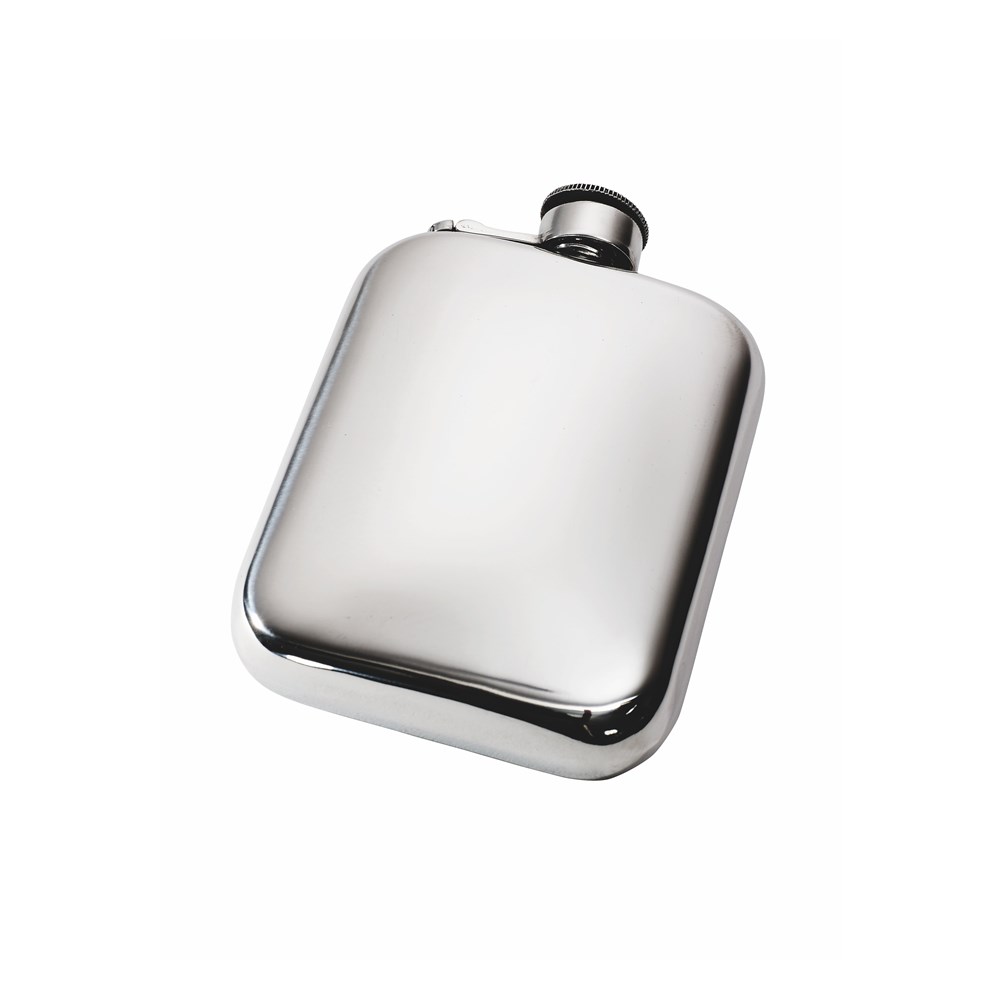 6oz Plain Pewter Pocket Flask With Captive Top