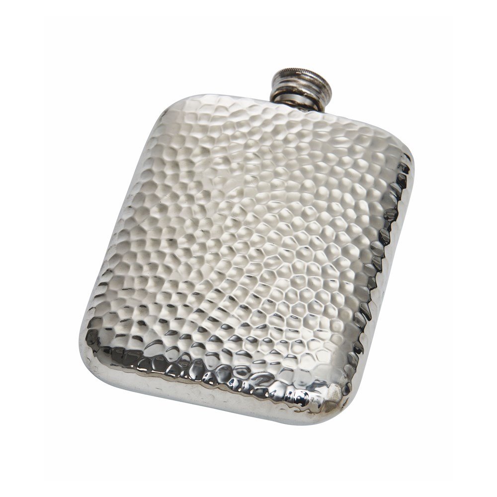 6oz Hammered Pewter Pocket Flask