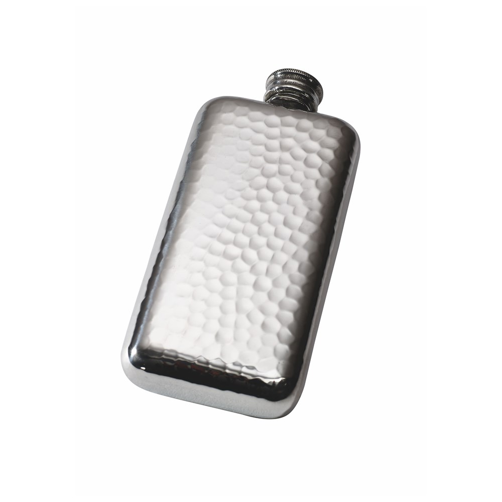 3oz Hammered Pewter Pocket Flask