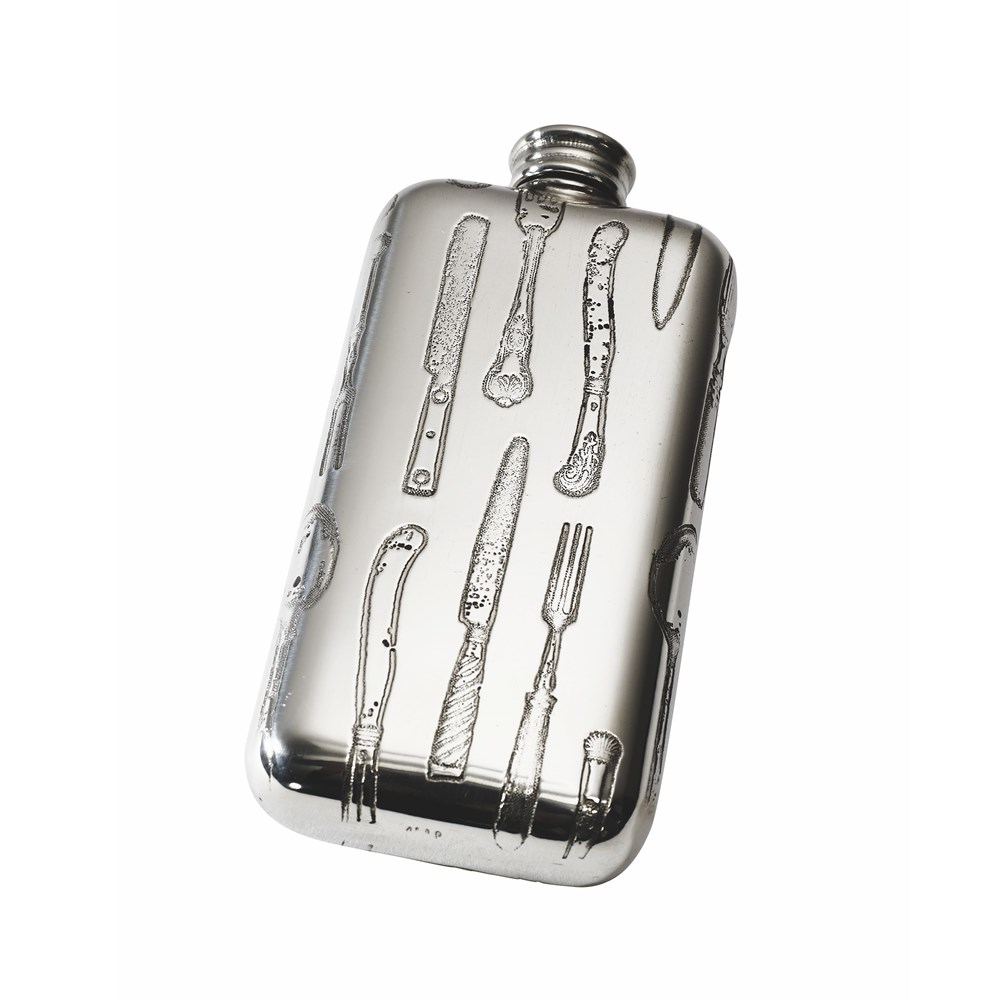 Small Knife Fork Spoon Pewter Pocket Flask