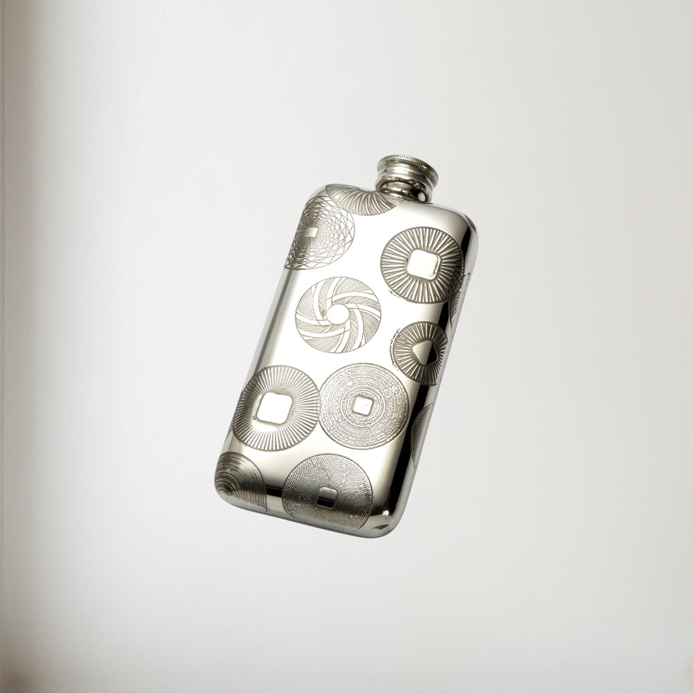 3oz Millstones Pocket Flask millstones pattern pewter pocket flask 3oz