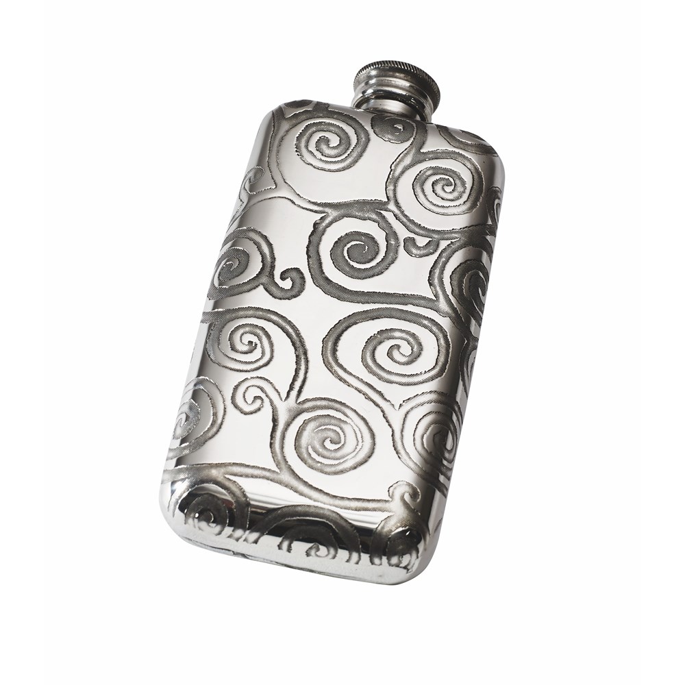 Small Tree Of Life Pewter Pocket Flask