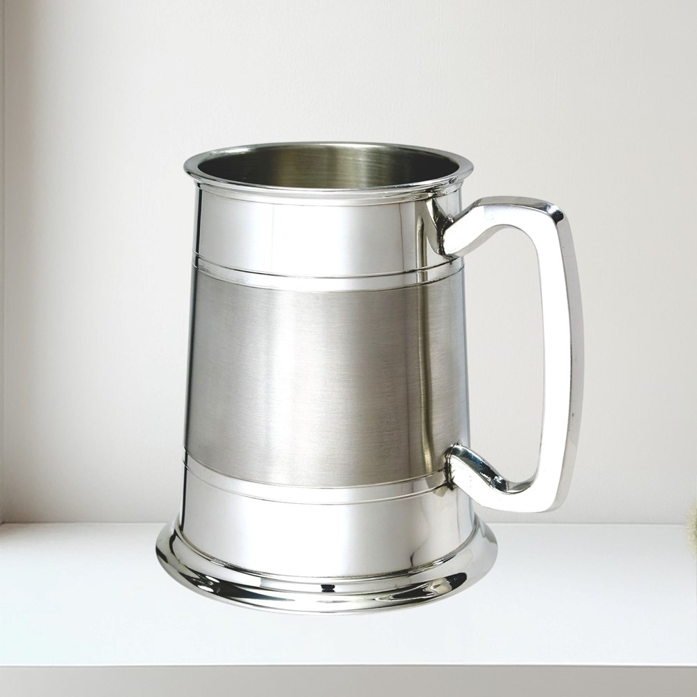 Part Satin Standard One Pint Lined Pewter Tankard