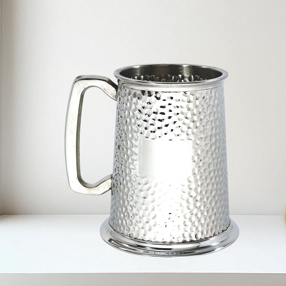 Hammered One Pint Pewter Tankard