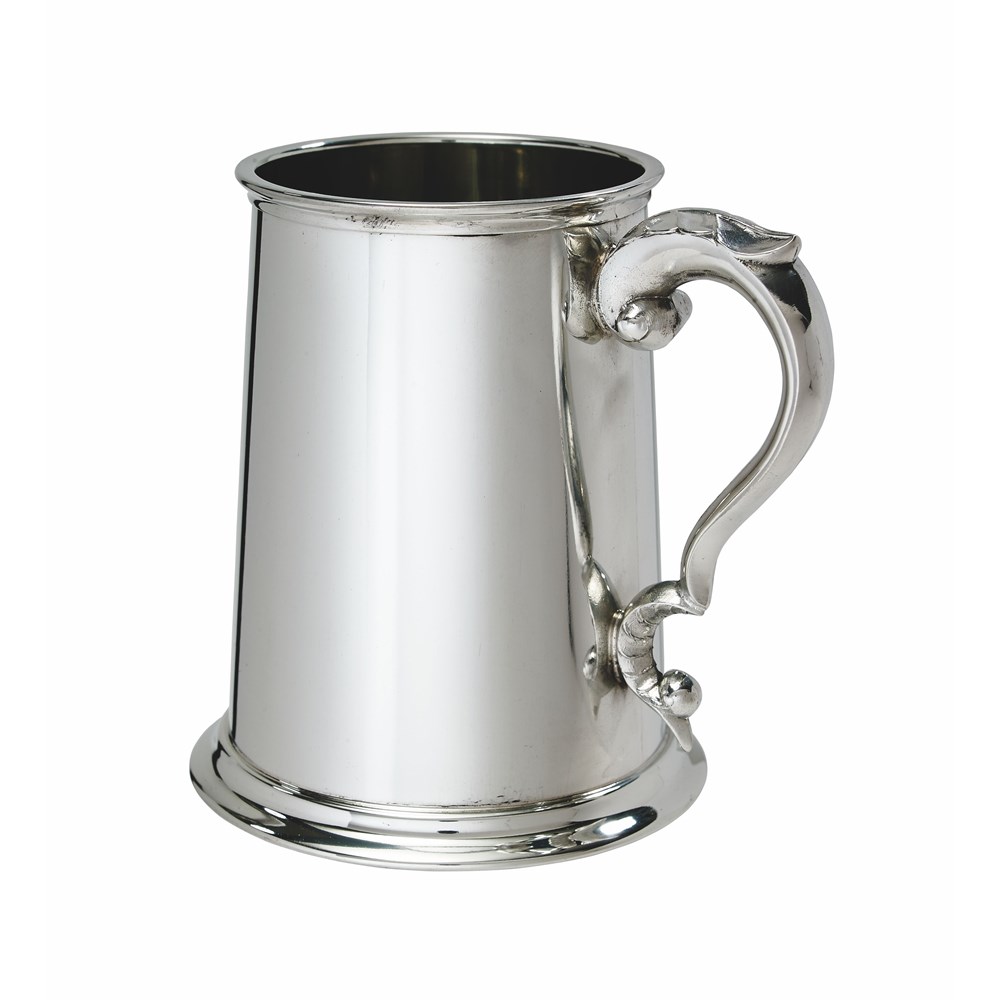 Plain Scroll Handle One Pint Pewter Tankard