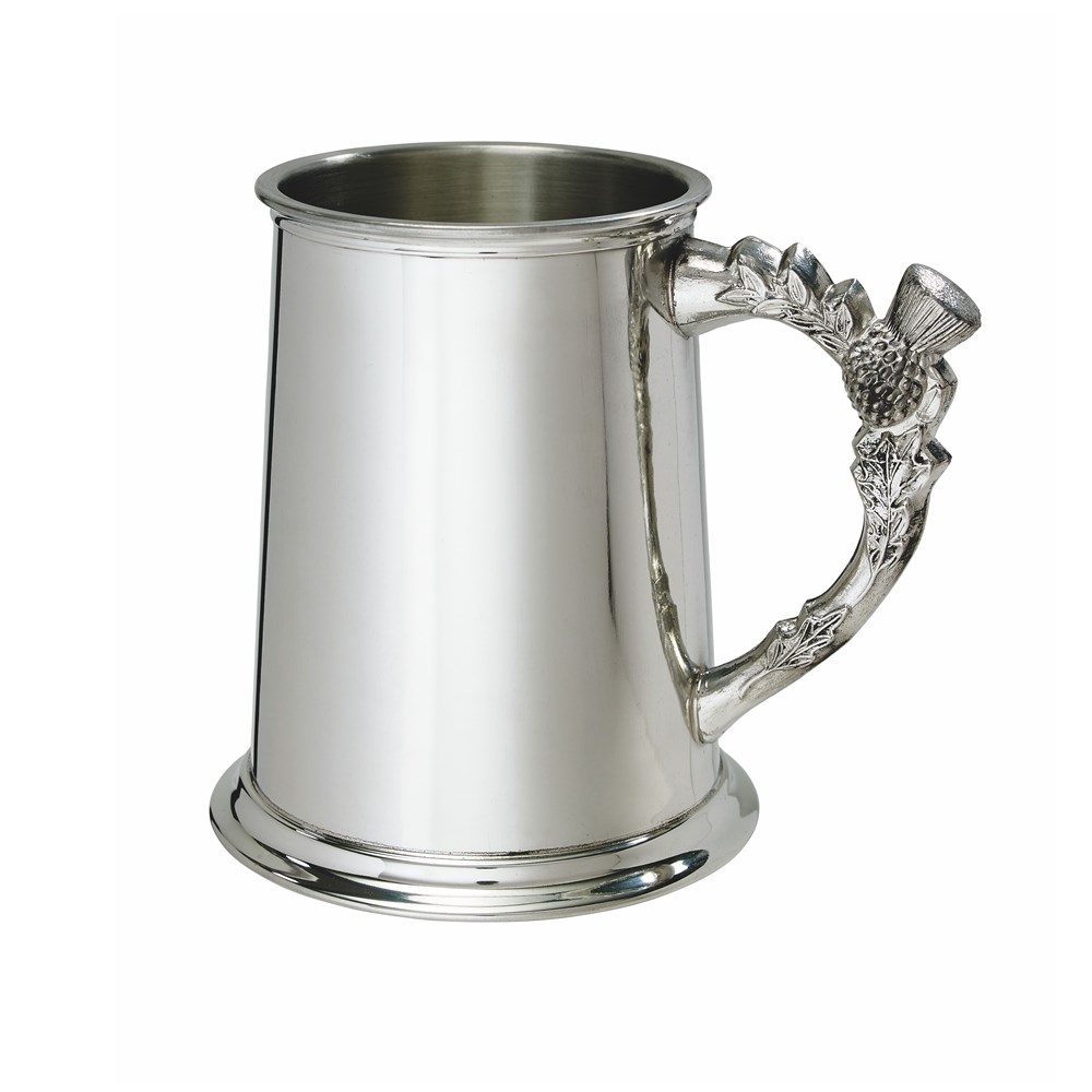 Thistle Handle One Pint Pewter Tankard