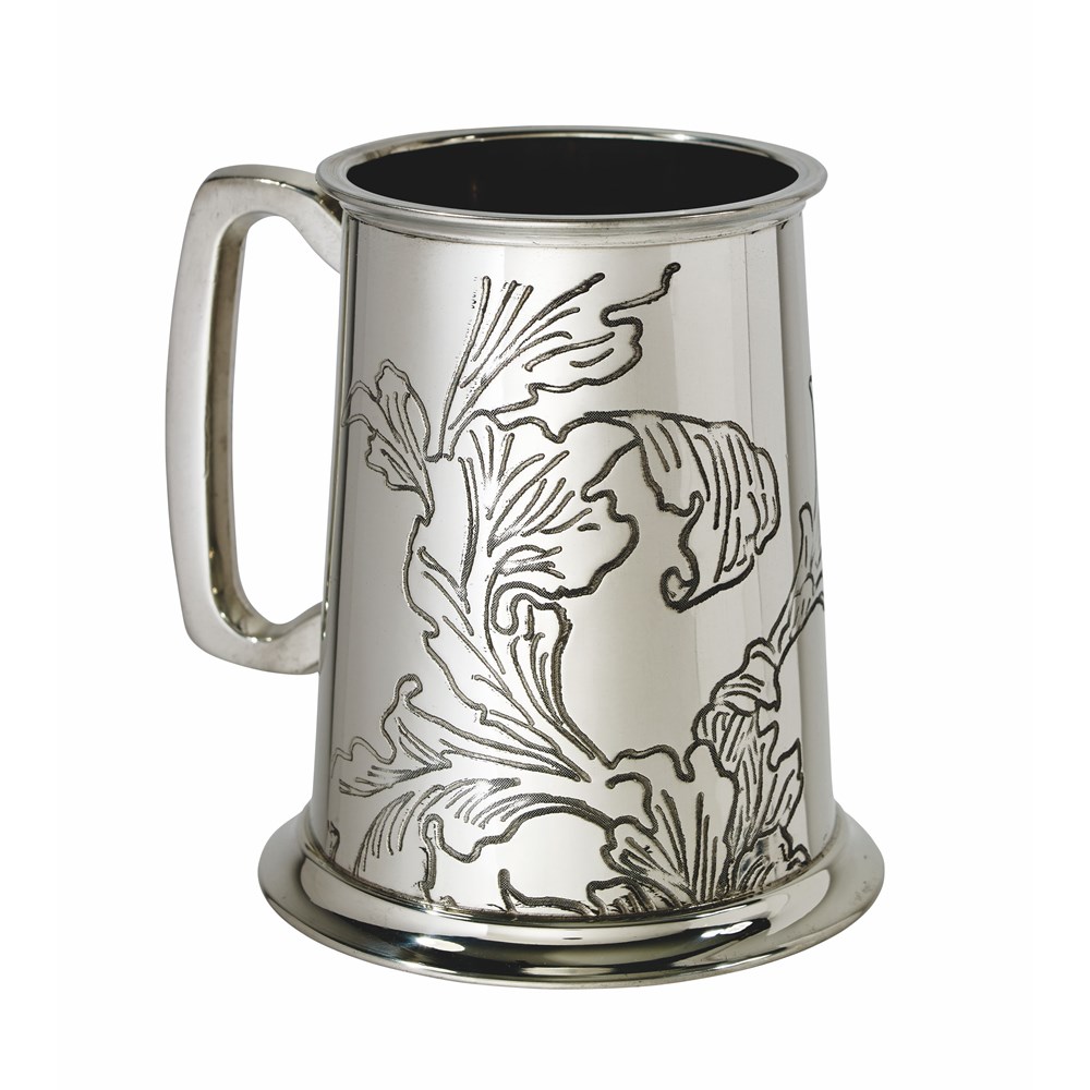 Acanthus Pattern Pewter One Pint Tankard